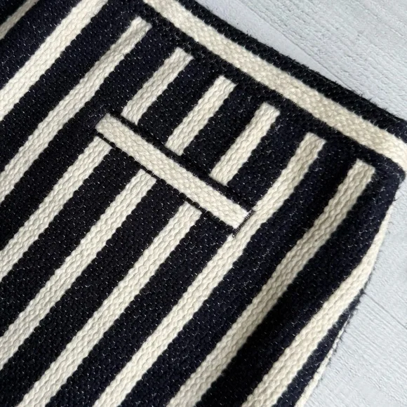 Vintage Talbots Navy & White Woven Cotton Striped Pencil Skirt 4P - Picture 4 of 7